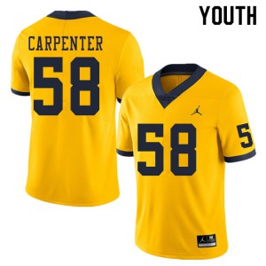 Michigan Wolverines #58 Zach Carpenter Youth Yellow College Football Jersey 733835-680