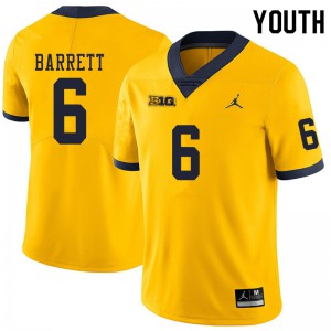 Michigan Wolverines #6 Michael Barrett Youth Yellow College Football Jersey 270360-602