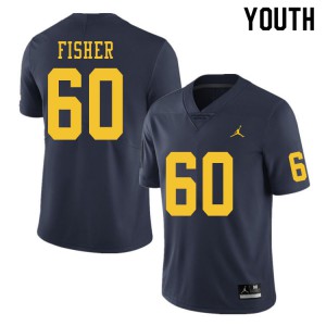 Michigan Wolverines #60 Luke Fisher Youth Navy College Football Jersey 909164-649