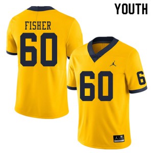 Michigan Wolverines #60 Luke Fisher Youth Yellow College Football Jersey 786796-415