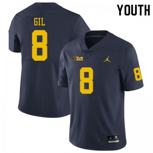 Michigan Wolverines #8 Devin Gil Youth Navy College Football Jersey 295018-474