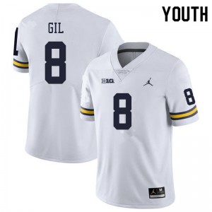 Michigan Wolverines #8 Devin Gil Youth White College Football Jersey 350362-314