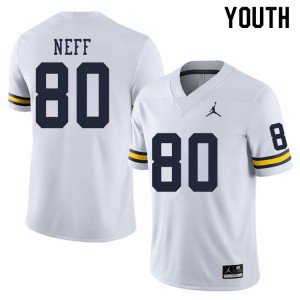 Michigan Wolverines #80 Hunter Neff Youth White College Football Jersey 623969-291