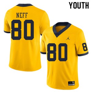 Michigan Wolverines #80 Hunter Neff Youth Yellow College Football Jersey 324143-219