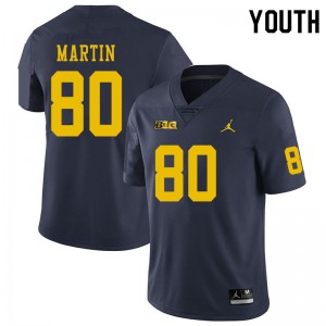 Michigan Wolverines #80 Oliver Martin Youth Navy College Football Jersey 991013-948