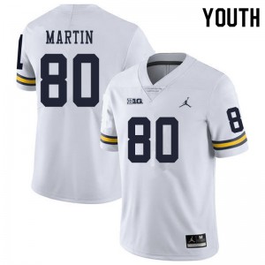 Michigan Wolverines #80 Oliver Martin Youth White College Football Jersey 199936-151