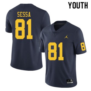 Michigan Wolverines #81 Will Sessa Youth Navy College Football Jersey 710489-936