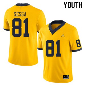 Michigan Wolverines #81 Will Sessa Youth Yellow College Football Jersey 178227-466