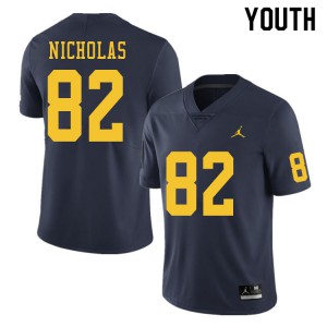 Michigan Wolverines #82 Desmond Nicholas Youth Navy College Football Jersey 328664-405