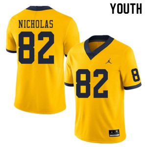 Michigan Wolverines #82 Desmond Nicholas Youth Yellow College Football Jersey 728935-150