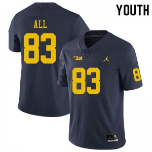 Michigan Wolverines #83 Erick All Youth Navy College Football Jersey 317601-234
