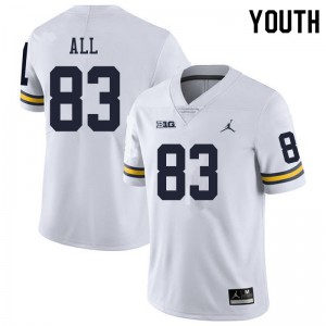 Michigan Wolverines #83 Erick All Youth White College Football Jersey 778837-122