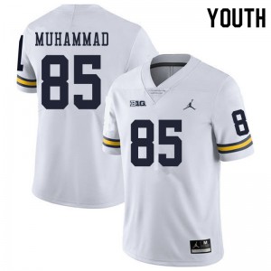 Michigan Wolverines #85 Mustapha Muhammad Youth White College Football Jersey 447904-902