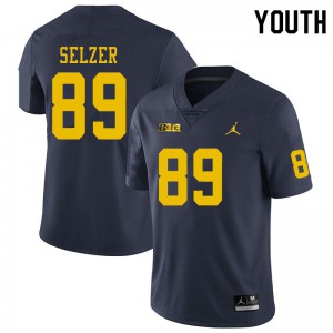 Michigan Wolverines #89 Carter Selzer Youth Navy College Football Jersey 421894-160