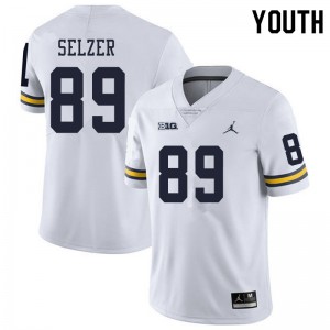 Michigan Wolverines #89 Carter Selzer Youth White College Football Jersey 904163-710