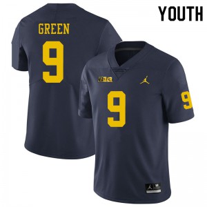 Michigan Wolverines #9 Gemon Green Youth Navy College Football Jersey 796319-666