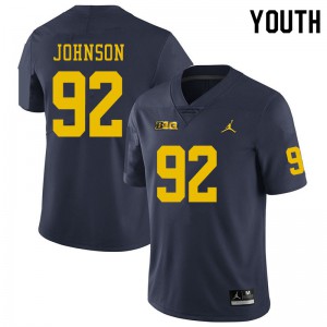 Michigan Wolverines #92 Ron Johnson Youth Navy College Football Jersey 385036-864