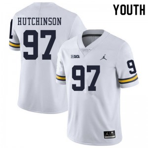 Michigan Wolverines #97 Aidan Hutchinson Youth White College Football Jersey 511513-244