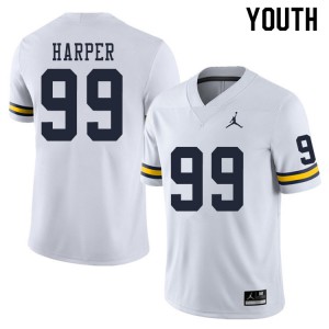 Michigan Wolverines #99 Trey Harper Youth White College Football Jersey 684806-117