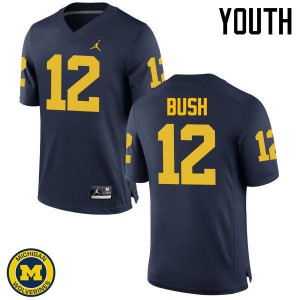 Michigan Wolverines #12 Peter Bush Youth Navy College Football Jersey 281303-603
