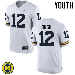 Michigan Wolverines #12 Peter Bush Youth White College Football Jersey 119439-626