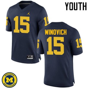 Michigan Wolverines #15 Chase Winovich Youth Navy College Football Jersey 621605-455