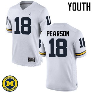 Michigan Wolverines #18 AJ Pearson Youth White College Football Jersey 532415-936