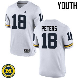 Michigan Wolverines #18 Brandon Peters Youth White College Football Jersey 927973-596