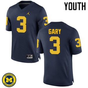 Michigan Wolverines #3 Rashan Gary Youth Navy College Football Jersey 115732-329