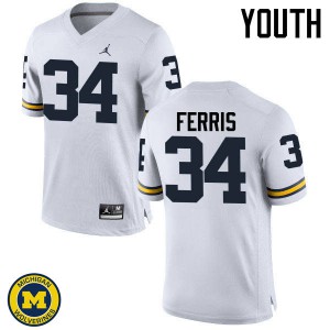 Michigan Wolverines #34 Kenneth Ferris Youth White College Football Jersey 878957-320