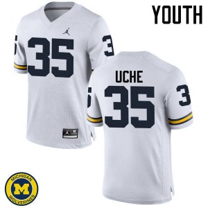 Michigan Wolverines #35 Joshua Uche Youth White College Football Jersey 147429-142