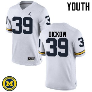 Michigan Wolverines #39 Spencer Dickow Youth White College Football Jersey 243972-710
