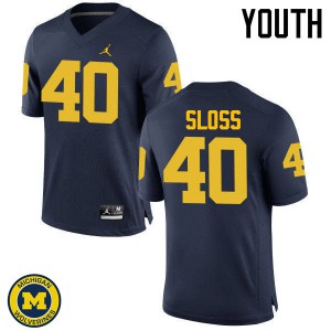Michigan Wolverines #40 Kenneth Sloss Youth Navy College Football Jersey 960404-673
