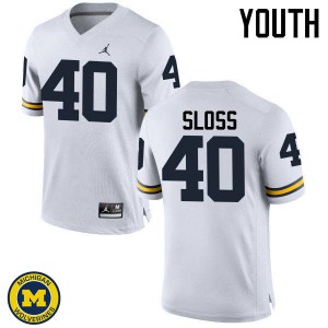 Michigan Wolverines #40 Kenneth Sloss Youth White College Football Jersey 728469-174