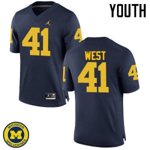 Michigan Wolverines #41 Jacob West Youth Navy College Football Jersey 726375-438