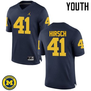 Michigan Wolverines #41 Michael Hirsch Youth Navy College Football Jersey 152347-493