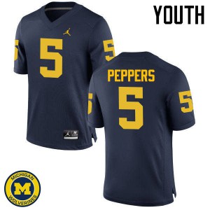 Michigan Wolverines #5 Jabrill Peppers Youth Navy College Football Jersey 682620-418