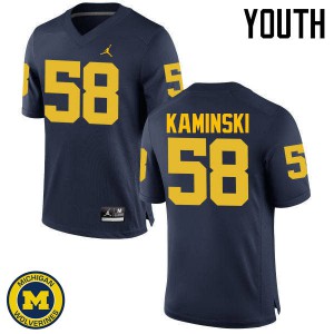 Michigan Wolverines #58 Alex Kaminski Youth Navy College Football Jersey 164468-651