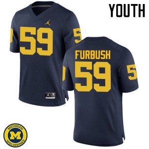 Michigan Wolverines #59 Noah Furbush Youth Navy College Football Jersey 896184-415