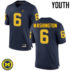 Michigan Wolverines #6 Keith Washington Youth Navy College Football Jersey 358283-883