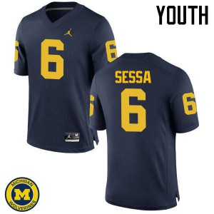 Michigan Wolverines #6 Michael Sessa Youth Navy College Football Jersey 719818-727
