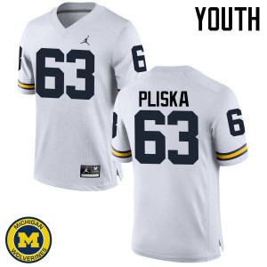 Michigan Wolverines #63 Ben Pliska Youth White College Football Jersey 260330-473