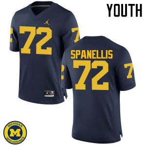 Michigan Wolverines #72 Stephen Spanellis Youth Navy College Football Jersey 508227-558