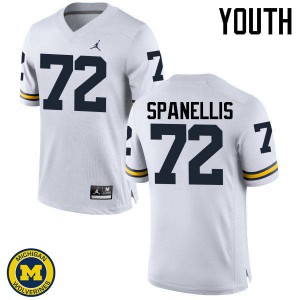 Michigan Wolverines #72 Stephen Spanellis Youth White College Football Jersey 966175-406