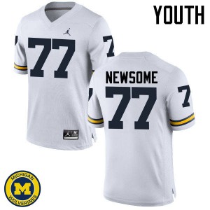 Michigan Wolverines #77 Grant Newsome Youth White College Football Jersey 550444-775