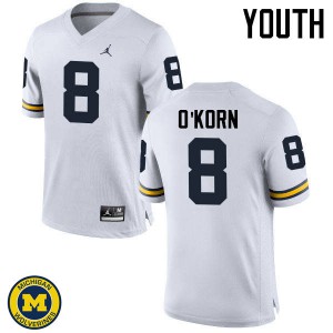 Michigan Wolverines #8 John O'Korn Youth White College Football Jersey 961630-858