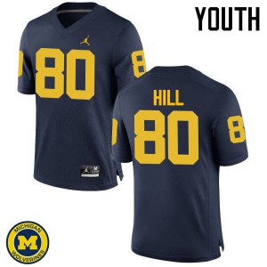 Michigan Wolverines #80 Khalid Hill Youth Navy College Football Jersey 931942-990