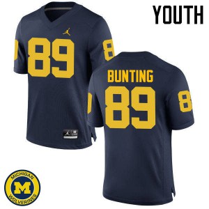 Michigan Wolverines #89 Ian Bunting Youth Navy College Football Jersey 795613-922