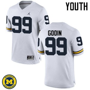 Michigan Wolverines #99 Matthew Godin Youth White College Football Jersey 198726-286