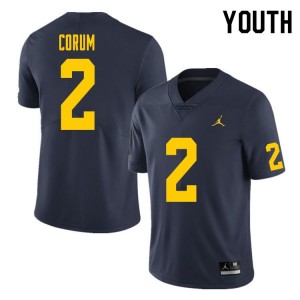 Michigan Wolverines #2 Blake Corum Youth Navy College Football Jersey 787227-477